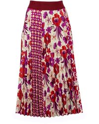 Lalipop Design - Half Circle Pleated Midi Skirt With Floral & Geometric Print - Lyst