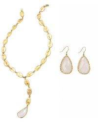 Rare Matters Jewelry - Golden Drift Clear Quartz Necklace & Teardrop Earrings Set - Lyst