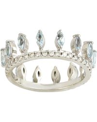 Artisan - Marquise Aquamarine & Diamond In 14k White Gold Crown Ring - Lyst