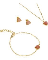 Lila Rasa - Peach Moonstone June Birthstone Illuminates Visions & Dreams Jewellery Set: Necklace, Earrings And Bracelet - Lyst