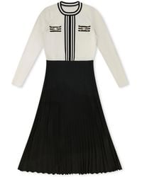 Roch Perel - Ivory Striped Knit And Crepe Dress - Lyst