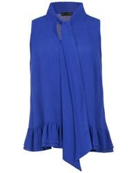 Conquista - Electric Tie Detail Top With Frills - Lyst