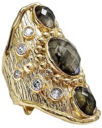 Farra - Labradorite Stones With Zircon Statement Ring - Lyst