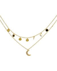 Lila Rasa - Celestial Double Layer Necklace Crecent Cz Moon - Lyst