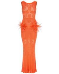 Andreeva - Vanilla Coral Knit Dress With Feathers - Lyst