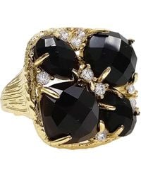 Farra - Agate With Zircon Statement Adjustable Ring - Lyst
