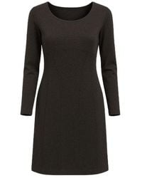 Conquista - Long Sleeve Jersey Punto Di Roma Fitted Dress With Seam Detail - Lyst
