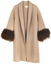 Shaded the Label - Neutrals The Perran Camel Wool & Mongolian Shearling Coat - Lyst