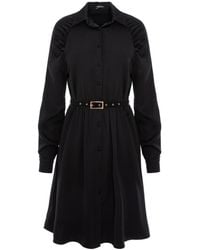 AVENUE No.29 - Gathered Raglan Sleeve Viscose Midi Shirt Dress With Belt - Lyst