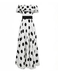 MATSOUR'I - Silk Dress Scarlett With Polka-Dot Print Maxi - Lyst