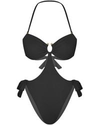 Mahogany Coast Swim - Desire Ruched Bandeau Side-Tie Swimsuit - Lyst