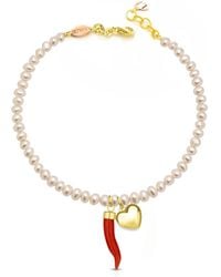 Unaloe - Vermeil Baroque Pearl Heart Bracelet For – Adjustable Symbolic Jewelry - Lyst