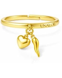 Unaloe - Adjustable Vermeil Heart & Italian Horn Ring – Lucky Charm Protection Ring For - Lyst