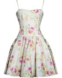 Miss Circle New York - Valda & Print Linen Mini Dress With Pockets - Lyst