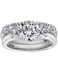 Diamonbliss - 3.3 Carats Round Cut Three Stones Wedding Set - Lyst