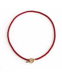 Ecce | Artisan Diamonds - 14K Solid Colorful Pearl Bead Ecce Brand Bar Diamond Necklace - Lyst