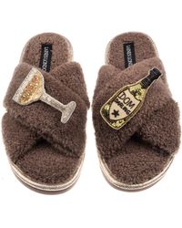 Laines London - Neutrals Laines Neutral Boucle Slippers With Dom Darling Champagne Brooches - Lyst