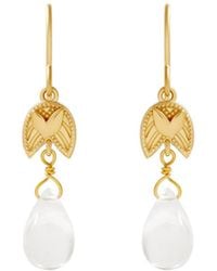 Karma and Luck - Awakened Light Quartz Lotus Earrings - Lyst