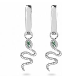 Zohreh - Emerald Snake Hoop Earrings Sterling - Lyst