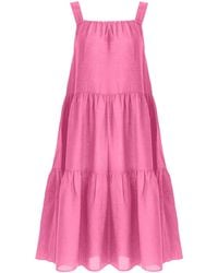 Zenzee - Cotton Linen Gathered Strap Tiered Dress - Lyst