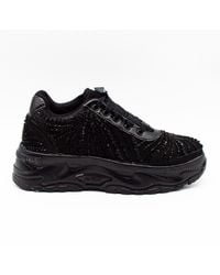 Rettrose - Sofia Luxury Noir Satin Handmade Embellished Trainers - Lyst
