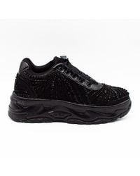 Rettrose - Sofia Luxury Noir Satin Handmade Embellished Trainers - Lyst