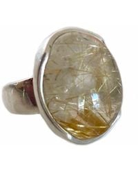 Glamrocks Jewelry - Rutilated Quartz Oval Statement Ring - Lyst