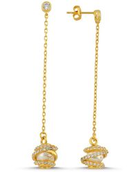 LINYA JEWELLERY - Amour Cage Pearl Long Chain Earring - Lyst