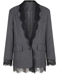 Modenaire - Tailored Blazer With Lace Trim Lapel - Lyst