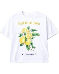 Yumi' - Retro Relaxed Lemon Print Cotton T Shirt - Lyst