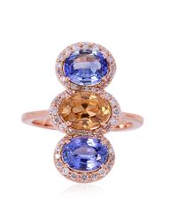 Artisan - Multi-Sapphire & Diamond Halo Ring - Lyst