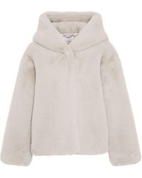 ISSY LONDON - Neutrals Jade Hooded Luxe Recycled Vegan Faux Fur Jacket Neutral - Lyst