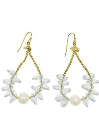 Farra - Crystals With Freshwater Pearls Hook Earrings - Lyst