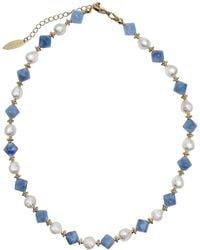 Farra - Freshwater Pearls With Jade Choker Necklace - Lyst