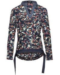 Smart and Joy - Leaves Print V-Neck Blouse - Lyst