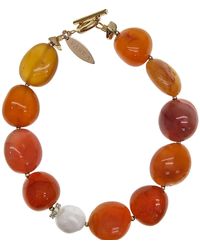 Farra - Nugget Agate With Pearl Bracelet - Lyst