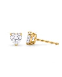 Zahav Jewelry - 10K Solid 3Mm Heart Cz Stud Earrings - Lyst