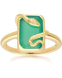 Gemondo - Green Chalcedony Snake Wrap Ring In Gold Plated Sterling Silver - Lyst