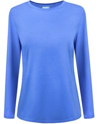 Perlavera - Tanya Solid Cotton Spandex Long Sleeve Length Crew Neck T-Shirt - Lyst