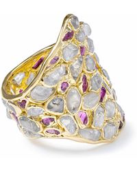 German Kabirski - Kelea Handcrafted Plated Ring With Raw Natural Zircon And Ruby - Lyst