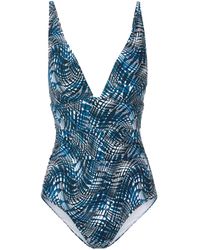 Change of Scenery - Niki Plunge One Piece In Abstract Wave Print - Lyst