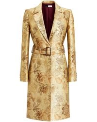 Richa Sharma - Neutrals Handcrafted Jacquard Floral Belted Coat - Lyst
