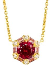 Juvetti - Melba Necklace Set With Ruby, Sapphire & Diamond - Lyst