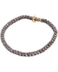 Artisan - 14k Gold & 925 Sterling Silver In Pave Diamond Tennis Fixed And Flexible Bracelet - Lyst