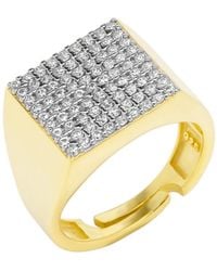 Spero London - Sterling Square Pave Signet Ring - Lyst