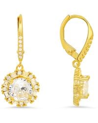 Kylie Harper - Dangling Round Cut Halo Diamond Cz Leverback Earrings - Lyst