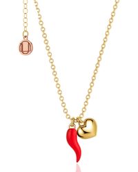 Unaloe - And Enamel Cornicello Necklace With Heart Charm – Italian Handmade Good Luck Symbol - Lyst
