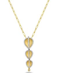 Artisan - Solid Yellow Gold Natural White Gold Pearl Shape Pendant Necklace Handmade Jewelry - Lyst