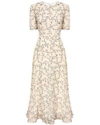 POST MERIDIEM - Light- Short Sleeve Floral Midi Dress - Lyst