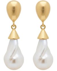 LINYA JEWELLERY - Depi Big Baroque Pearl Earrings - Lyst